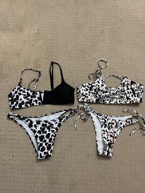 ROMWE White and Black Patterned bikinis - lot of two size large